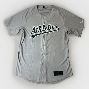Oakland Athletics New Era Jersey Gray Button Front Men’s Size S Authentic